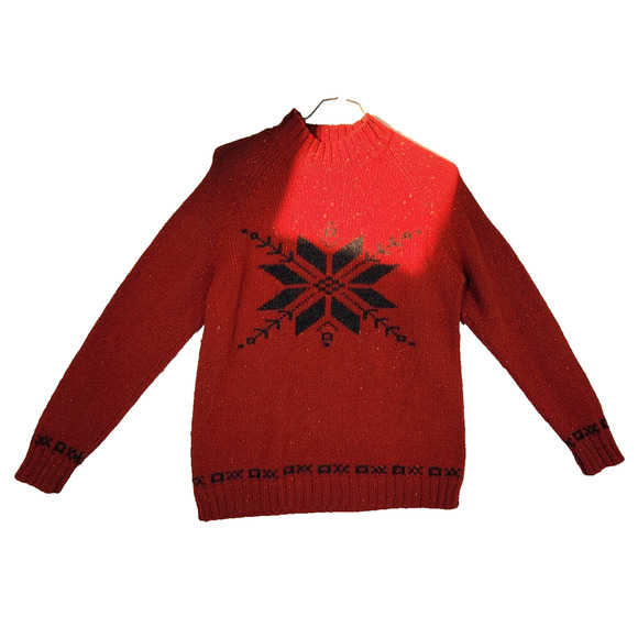Eddie Bauer Sweaters - Vintage Eddie Bauer Sweater Womens Sz M Red Christmas Snowflake Wool Y2k Holiday